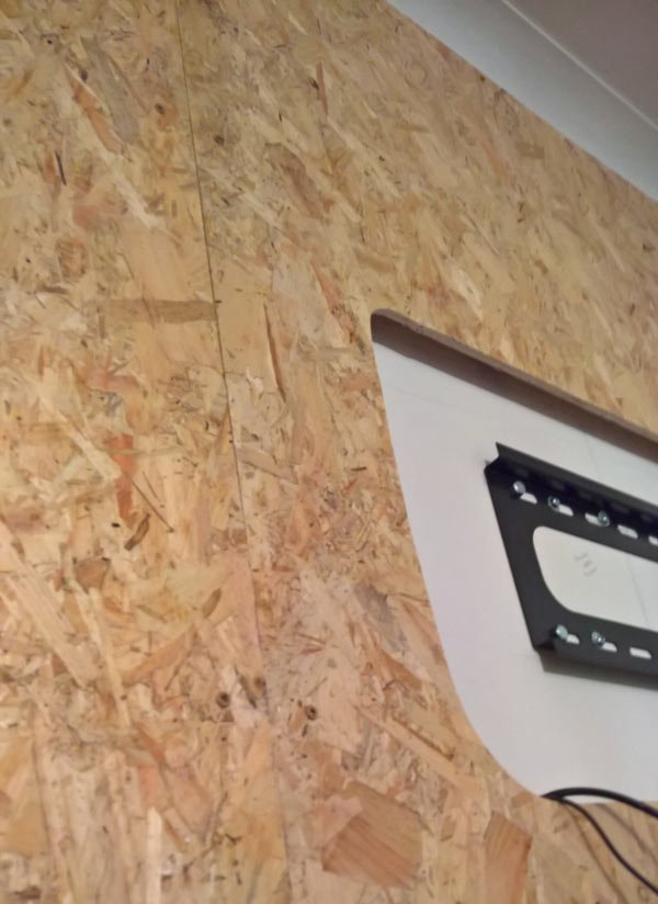 osb panels for feature media wall