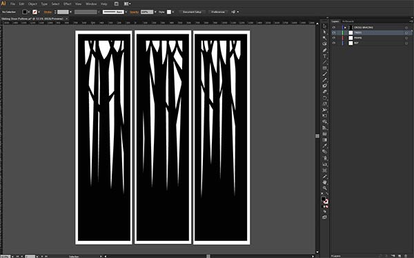 concept sketch of homemade timber sliding screen doors