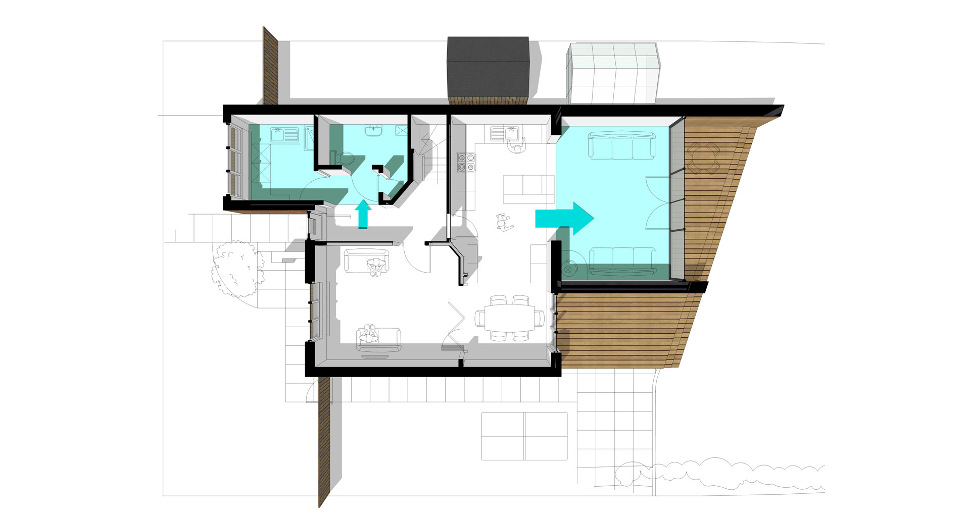 zinc clad house extension plan drawing